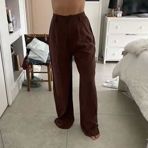 high rise conched waist pleated pant